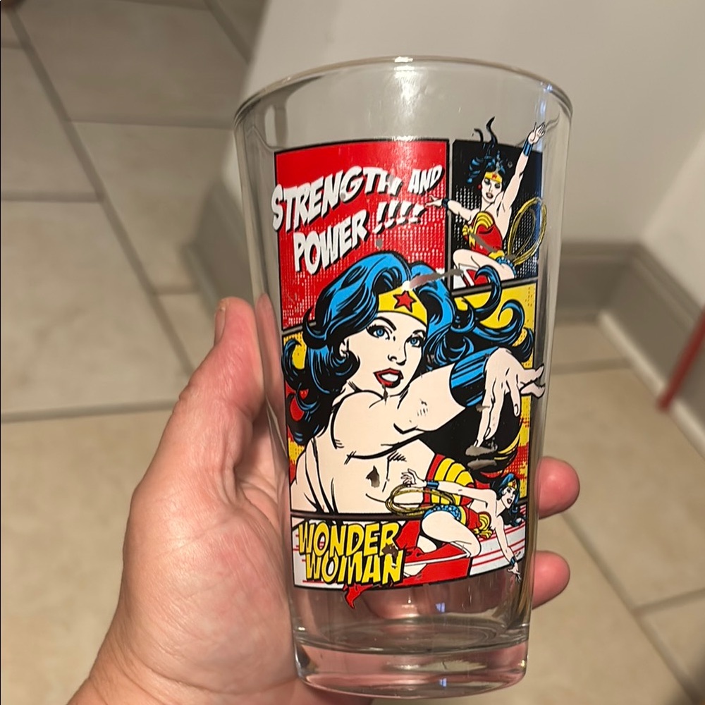 DC Comics Wonder Woman Glass - Red, Blue, Yellow